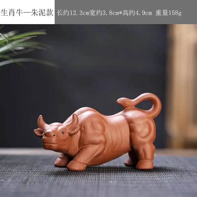 Zisha Twelve Zodiac Creative Tea Pet Ornaments Nurturable Tea Play Tea Accessories Cute Zodiac Small Ornaments Oasis Select Zhu Ni x Cow