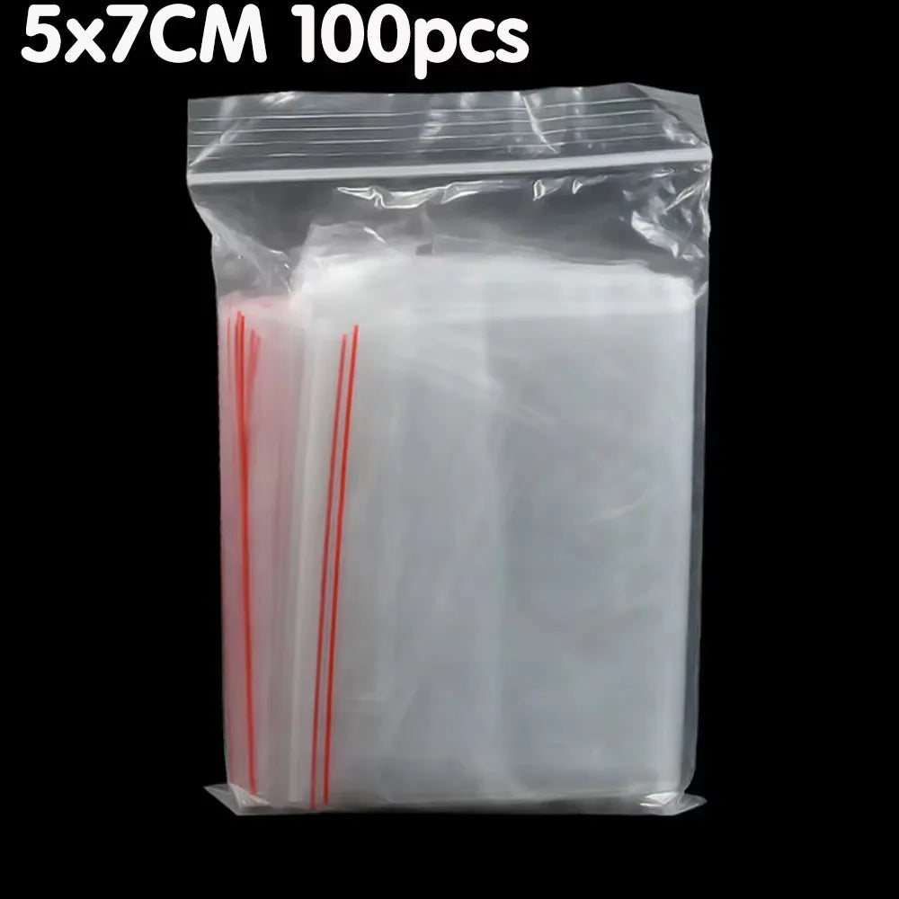 100/200/300pcs Small Zip Lock Plastic Bag Reclosable Transparent Bag Shoe Bag Vacuum Bag Poly Clear Bags Thickness 0.05mm Oasis Select 5x7CM 100pcs