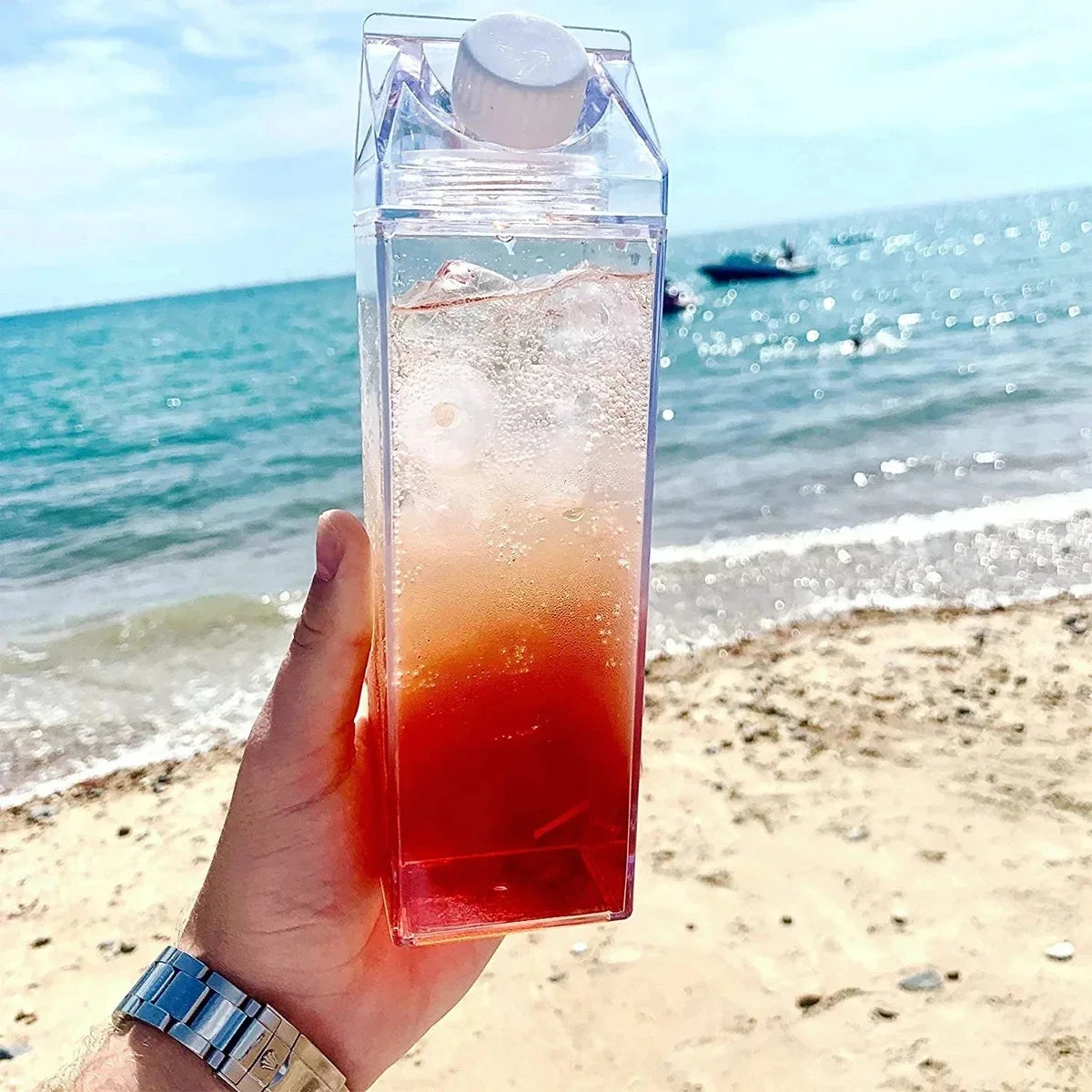 500ml/1000ml Milk Carton Water Bottle Transparent Plastic Portable Clear Box for Juice Tea Milk Bottles Drinking Cup Reusable Oasis Select