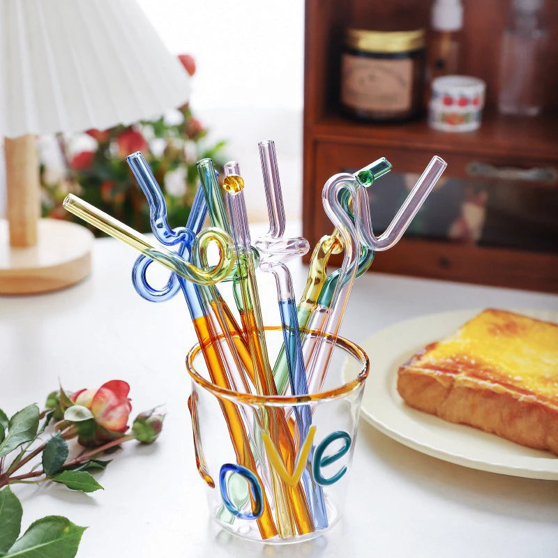 Knotted Colored Glass Straws Lightweight Smooth Edge Gift for Men Women and Kids Practical Stylish Versatile Suitable for Photos Oasis Select