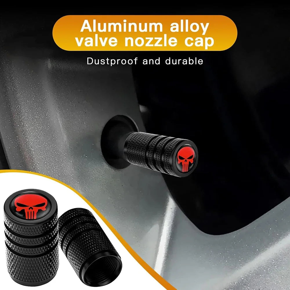 4Pcs Skull Tire Valve Stem Caps Car Tire Decoration, Car Exterior Replacements, Universal for Most Cars Oasis Select