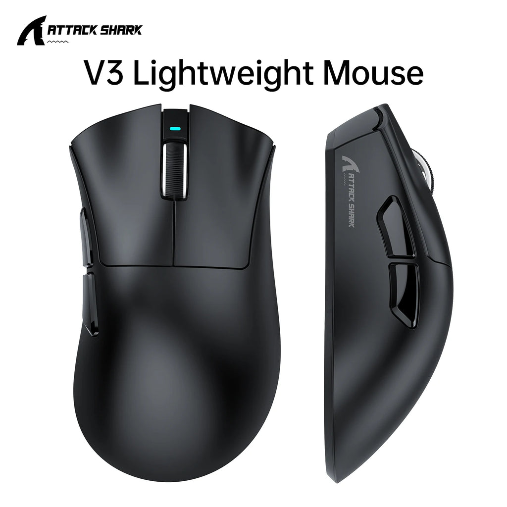 Attack Shark V3 Gaming Mouse Bluetooth Wireless, Tri-Mode, PAW3311&25000 DPI, 1KHz Polling Rate,Lightweight 65g, 500mAh Battery Oasis Select V3 Black