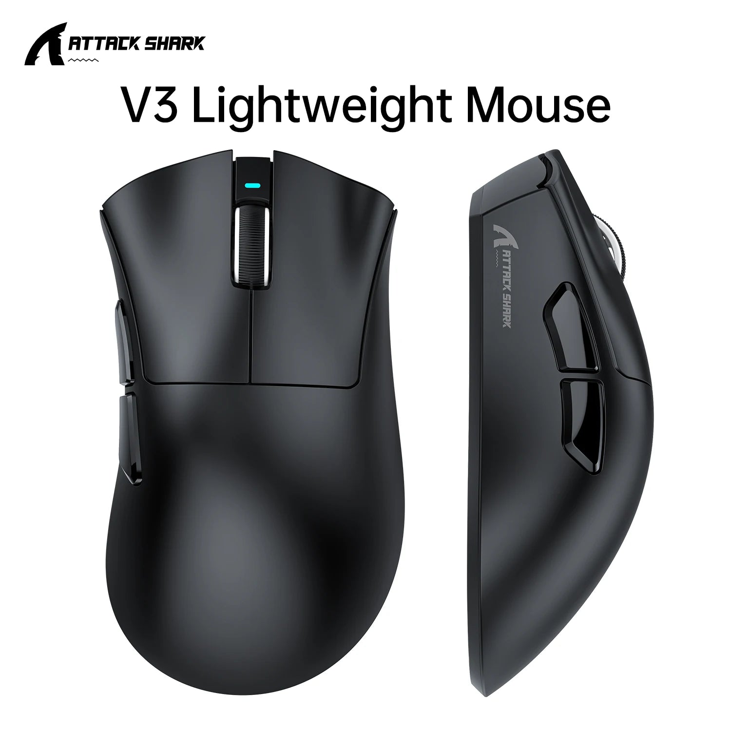 Attack Shark V3 Gaming Mouse Bluetooth Wireless, Tri-Mode, PAW3311&25000 DPI, 1KHz Polling Rate,Lightweight 65g, 500mAh Battery Oasis Select V3 Black