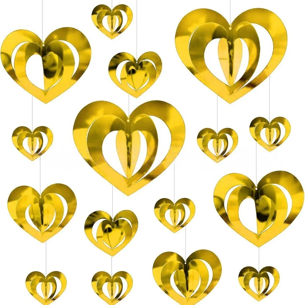 Glitter Heart Sequin Hanging Curtain Decor – 16 PCS Set