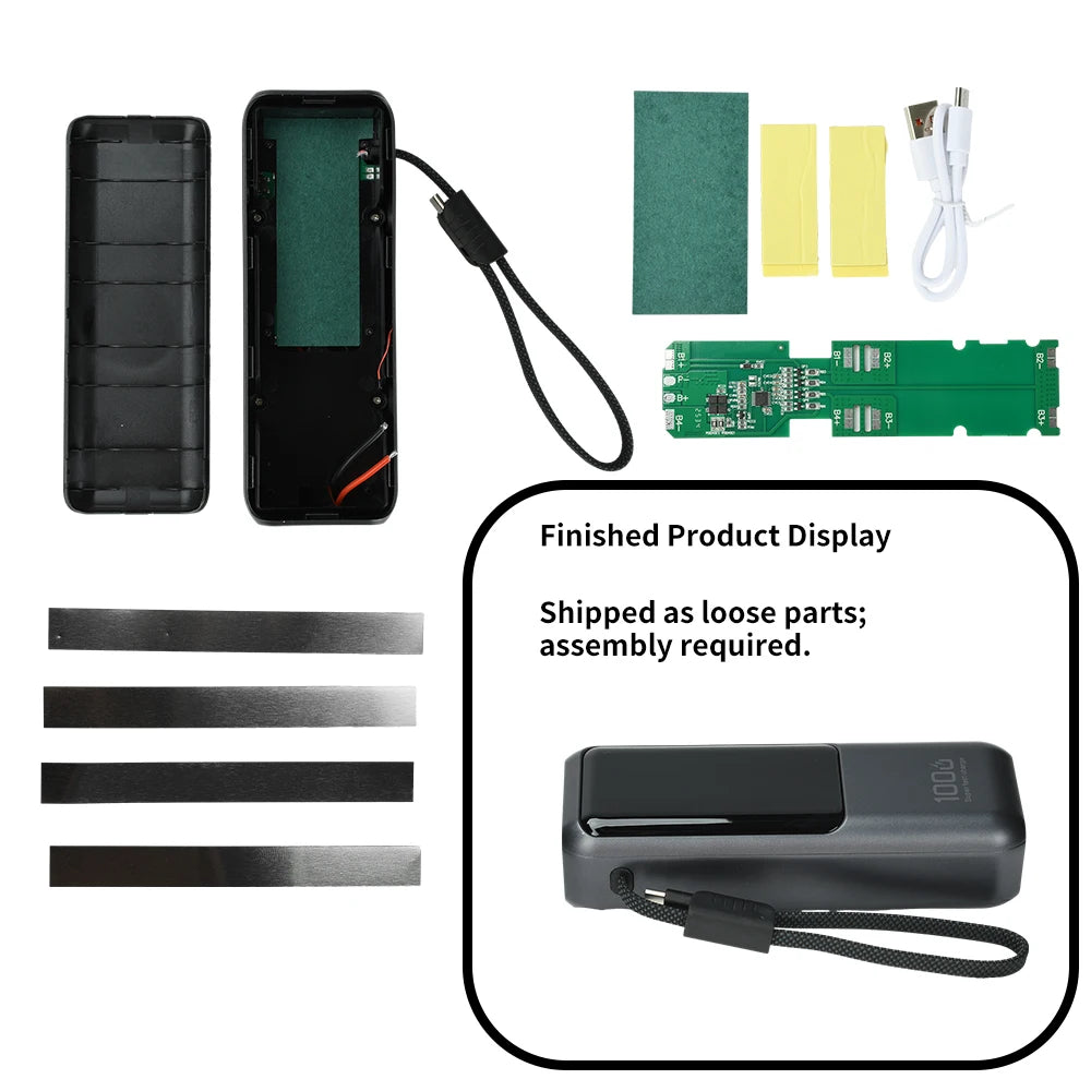 PD100W Portable Power Bank Kit DIY Fast Charging with Digital Display Multi-Layer Protection for Smartphones 21700 Battery Case Oasis Select Default Title