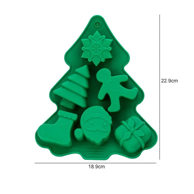 Tree Santa Claus Shape Silicone Mold Cake Decoration Fondant Cookies Tool Gumpaste Candy Chocolate Mold for Baking Oasis Select B
