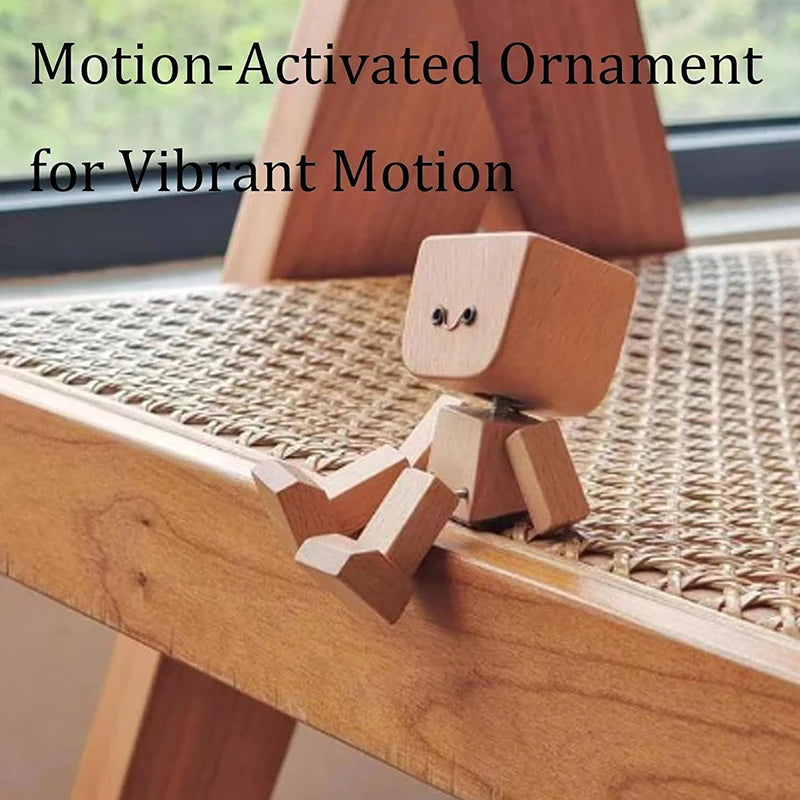 Shaking Wooden Man Figurine With 12 PCS Magnetic Expressions Handmade Shaking Feet Wooden Car Dashboard Decorations Creative Oasis Select