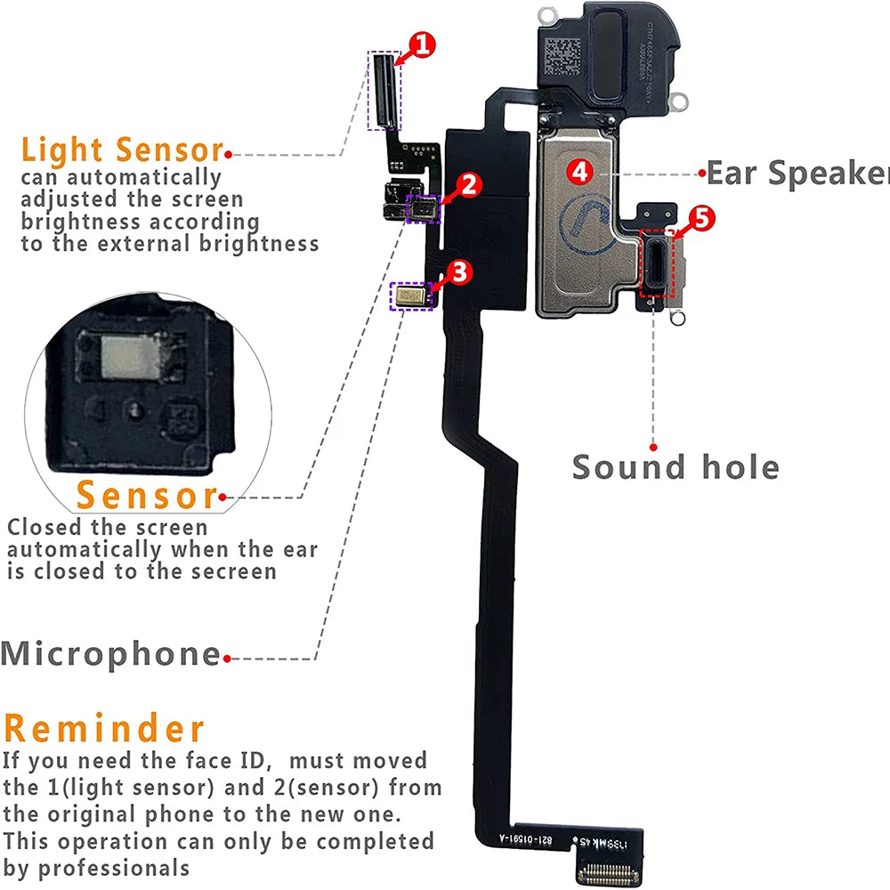 iPhone X–12 Pro Max Ear Speaker & Light Sensor Flex Cable