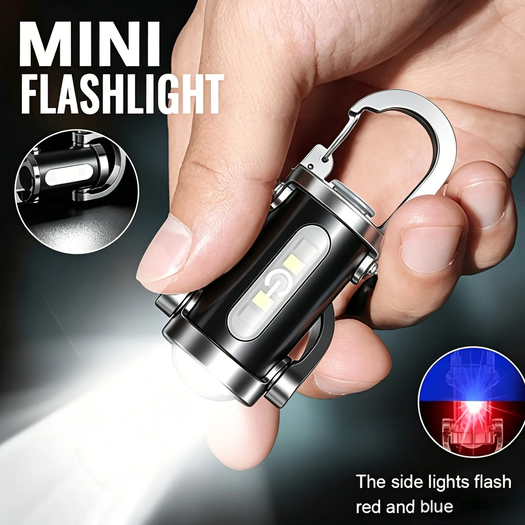 7 Modes Rechargeable COB LED Keychain Flashlight, Portable Hanging Emergency Work Lamp for Camping Walking Outdoor Gear Oasis Select