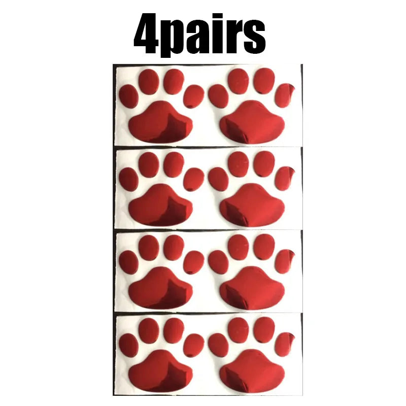 1/2/4pairs Car 3D Stereo Footprint Car Stickers Creative Dog Paw Body Stickers Soft Electric Car Footprint Personalized Stickers Oasis Select 4pairs red