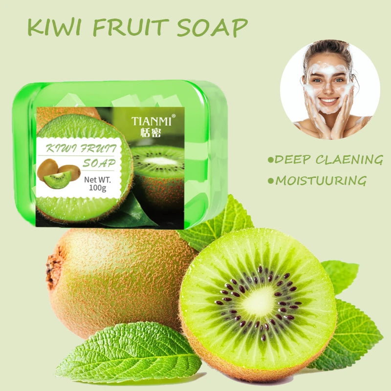 Kiwi Jelly Soap deeply cleanses and removes makeup, bathes the whole body, moisturizes and nourishes, is gentle and not tight, Oasis Select 100g