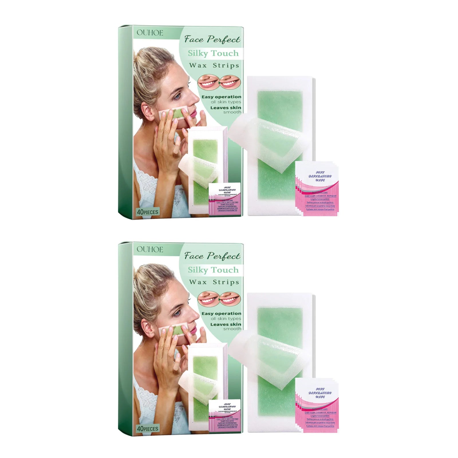 40-Pack Cold Wax Strips for Face, Legs & Body Hair Removal Depilatory Wax Strips Oasis Select 80pcs