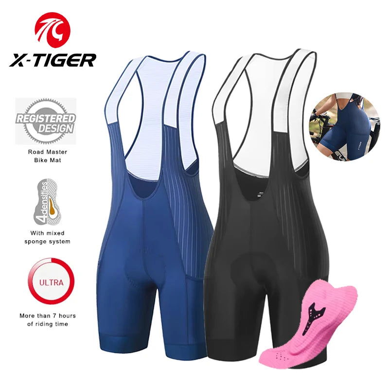 X-TIGER Women Pro Cycling Bib Shorts Summer Laika Breathable High Elastic ST-MULTI Buffer MTB Road Cycling Shorts Oasis Select