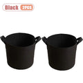 1-4PCS Thickened Nonwoven Fabric Grow Bag Felt Plant Pot for Balcony Roof Garden Aeration Container with Handle Oasis Select Black-2PCS 12Gallon