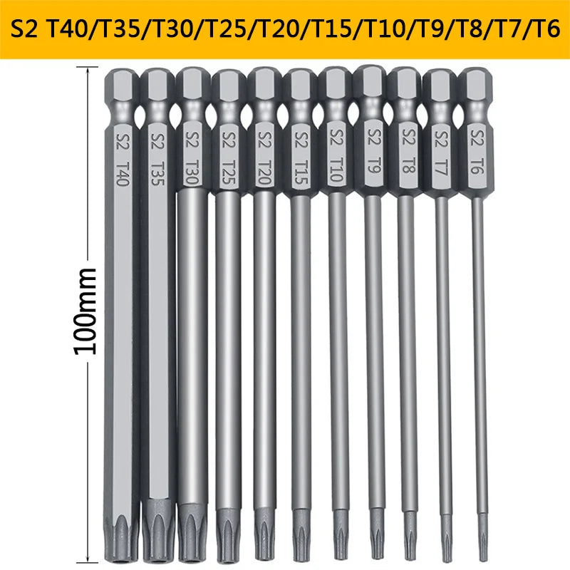11-Pc Magnetic Torx Security Bit Set T6–T40 | 1/4" Hex Shank Screwdriver Bit Set Oasis Select