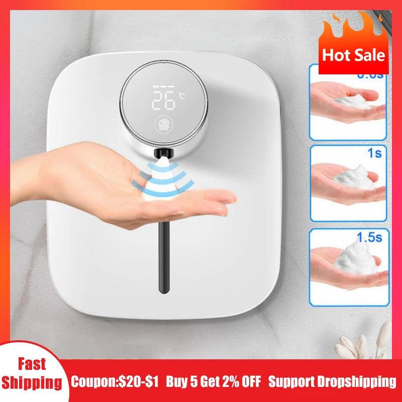 Hot Soap Dispenser Automatic Wall-mounted Rechargeable Temperature Display Liquid Foam Soap Dispensers Hand Sanitizer Machine Oasis Select