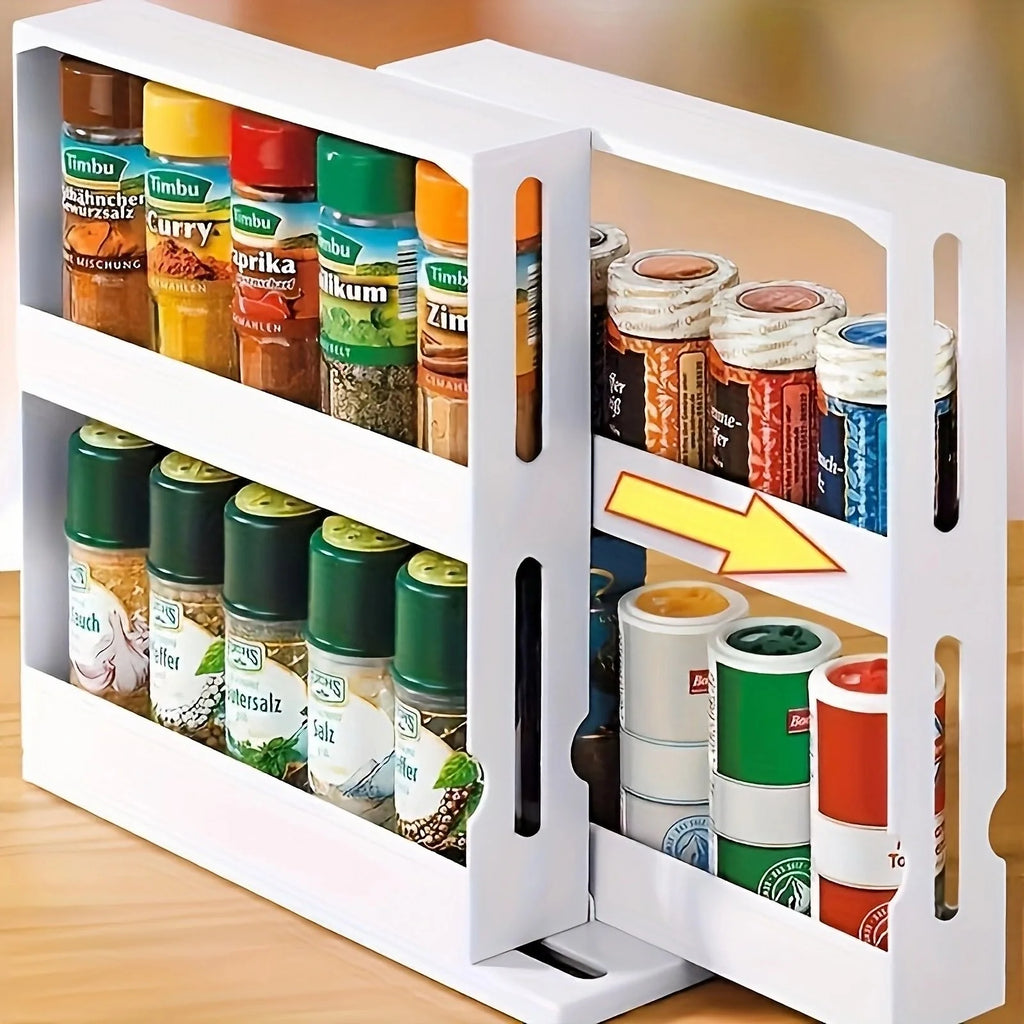 1 PC spice storage rack,90 degree swivel item storage rack, countertop 2 tier storage rack,small storage and organizer rack Oasis Select WHITE