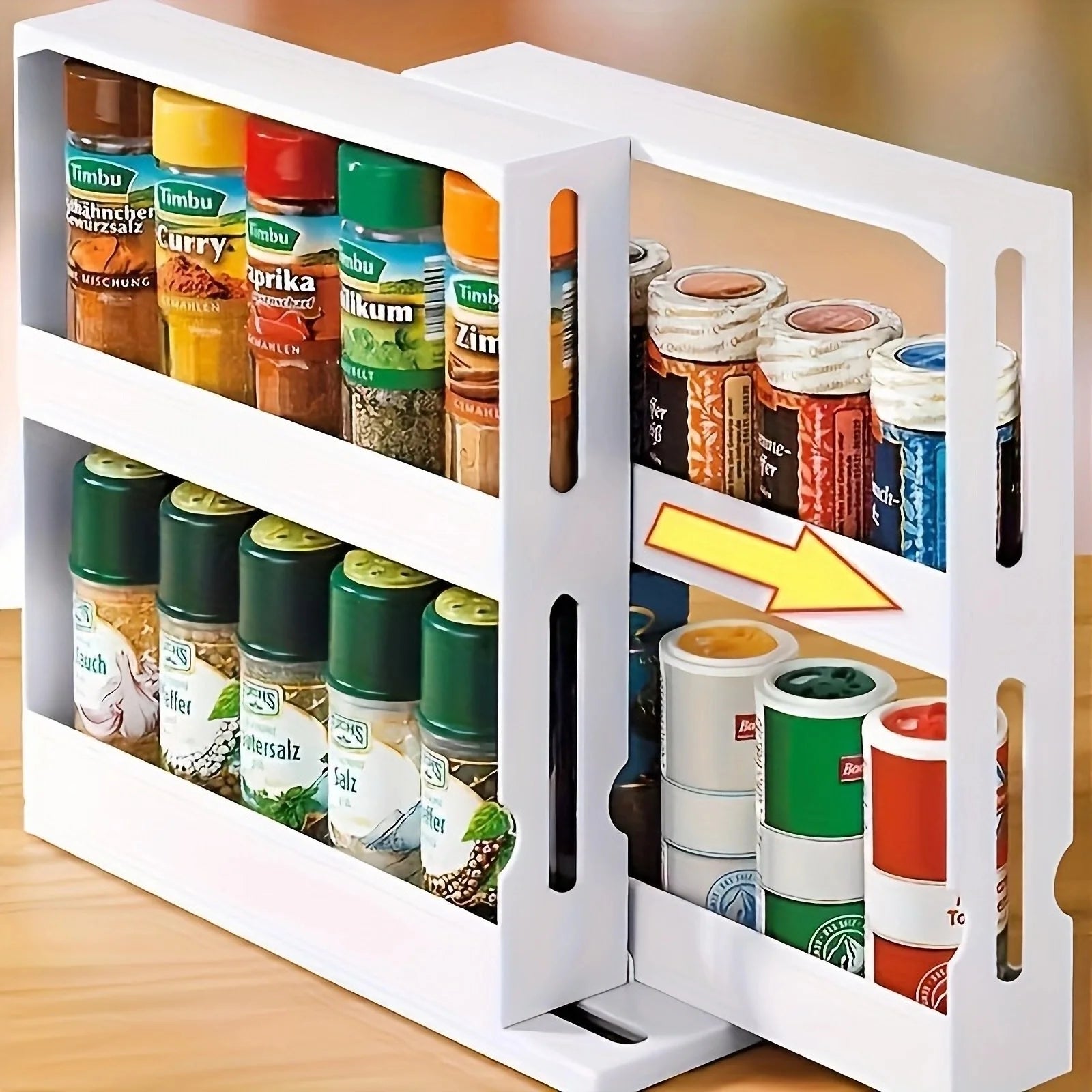 1 PC spice storage rack,90 degree swivel item storage rack, countertop 2 tier storage rack,small storage and organizer rack Oasis Select WHITE