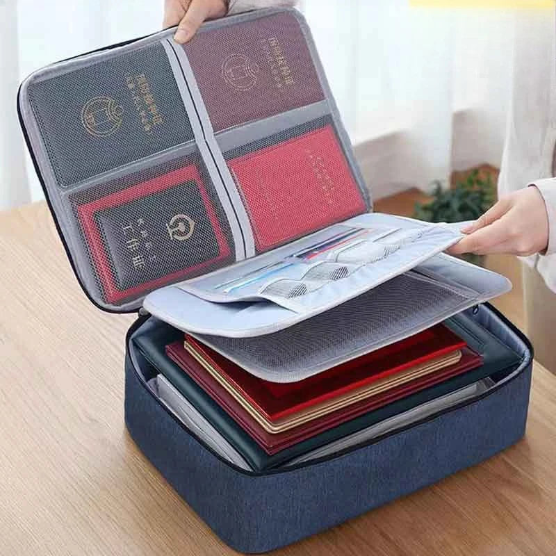 Document Storage Bag Multi-layer Large Capacity File bag Password Briefcase Organize Pouch Accessories Supplies Oasis Select navy blue