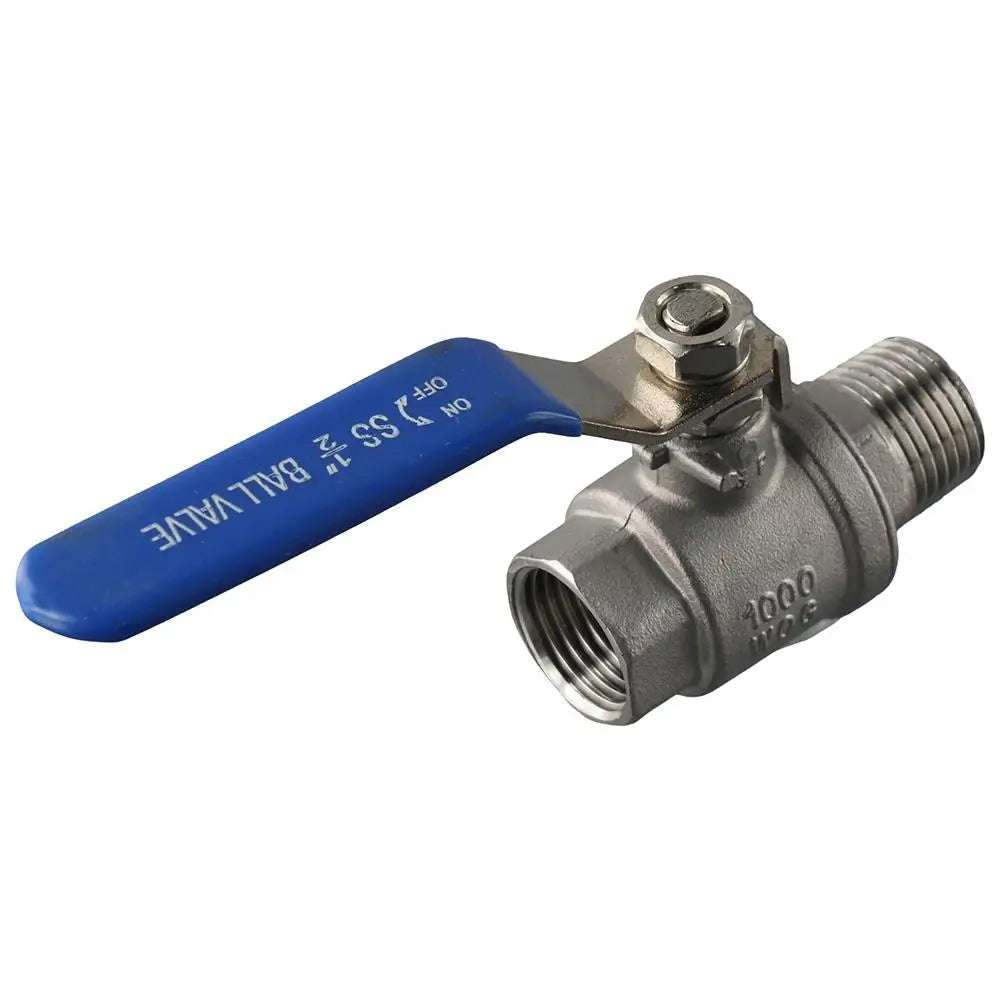 High Pressure Resistant 304 Stainless Steel Ball Valve 1/2" Female x Male Water Valve 1000 WOG Silver Shut-Off Switch Water Oasis Select