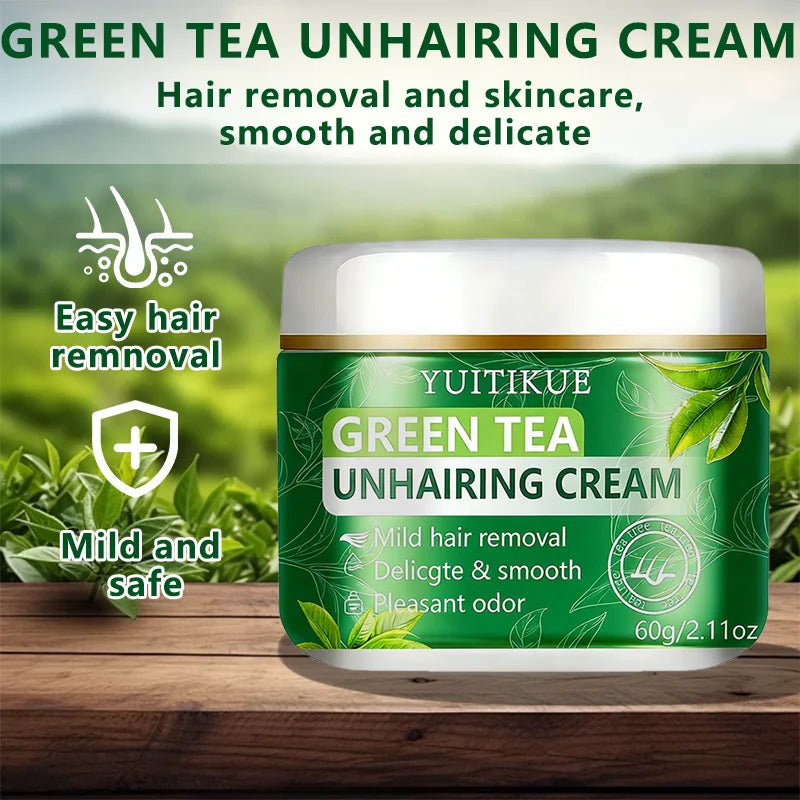 YUITIKUE Green Tea Depilatory Cream – Gentle Hair Removal 60g