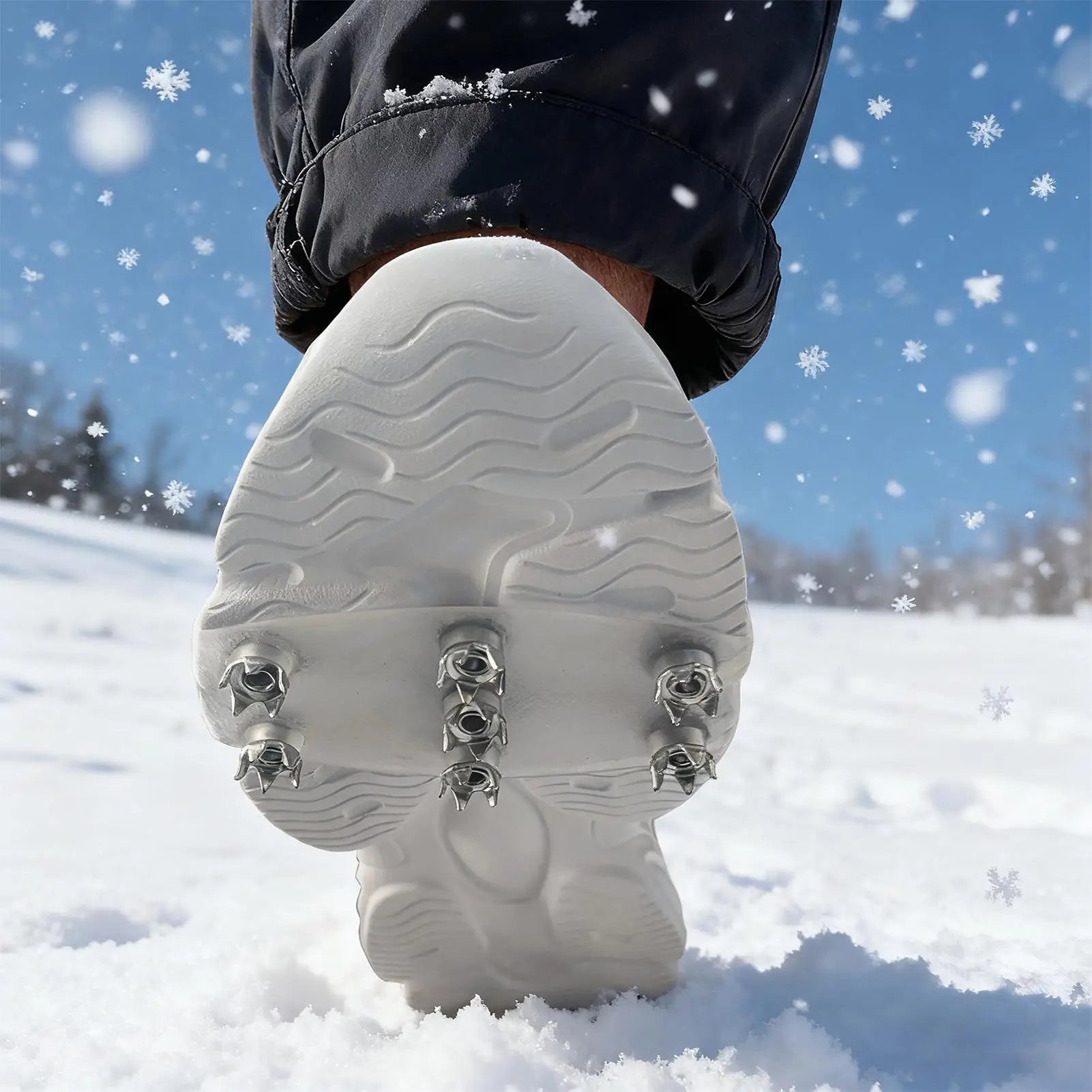 Ice Cleats 7-Tooth Traction Translucent Crampons Flexible Snow Spikes Shoe Covers for Hiking Walking Climbing Fishing Outdoor Oasis Select