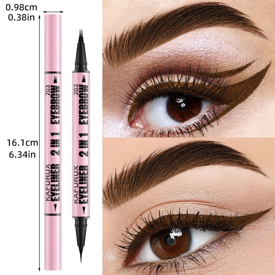KAFURUX 2-in-1 Waterproof Eyebrow & Eyeliner Pen – 4 Colors