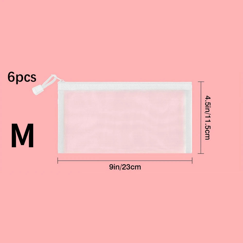 6/12 PCS Mesh Zipper Pouch Bags Durable Nylon Small Zipper Pouch for Travel Makeup Cables Purse Organizer Insert for Toiletries Oasis Select M 6pcs