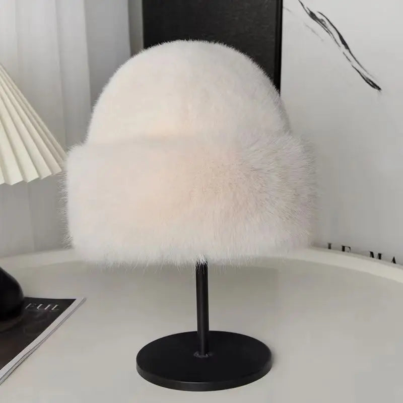 Warm Hat Casual Plush Fluffy Plush Cap Versatile Solid Hat for Holiday Season Thick, Fluffy & Warm with Ear Protection Hat Oasis Select Beige