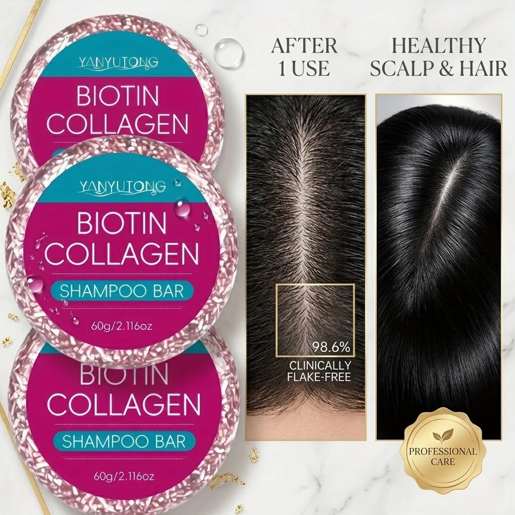 Biotin-enriched collagen shampoo bar provides hydration and nourishment, deeply nourishes the scalp, cleans gently, and protects Oasis Select