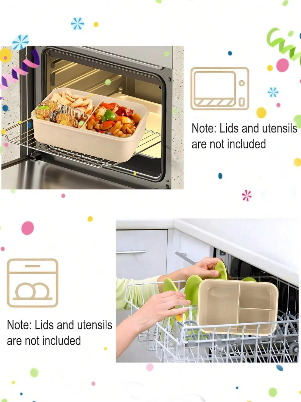 1Pc Bento Box Adult Lunch Box With 4 Compartments,Utensils, Sauce Jar, Muffin Liners, Microwave&Dishwasher Safe, Back To School Oasis Select