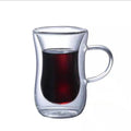 Double Wall Glass Cup Transparent Heat Resistant Milk Water Mini Whisky Cup Espresso Coffee Cup Bar Drinkware Gift Oasis Select With-handle-80ML 80ml