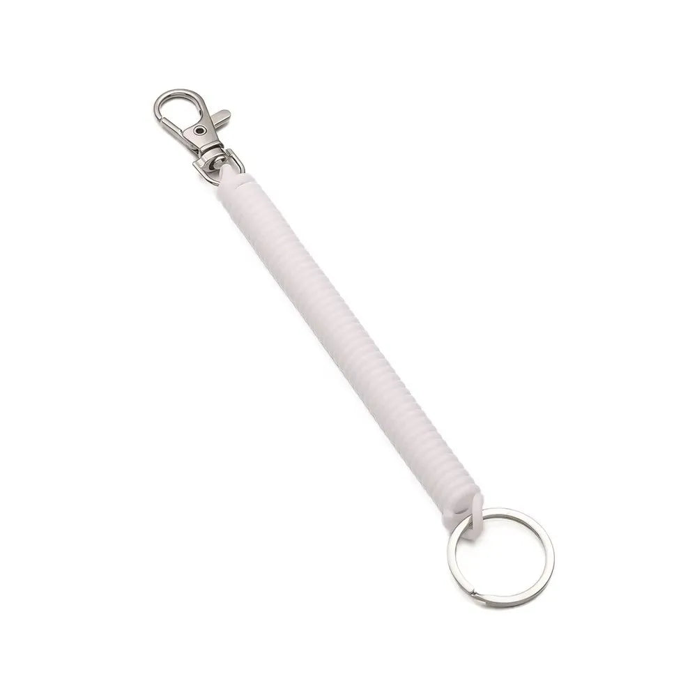 1/3pcs Elastic Wristband Spring Lanyard Key Cord Clasp Spiral Stretch Keychain Security Gear Elastic Ropes Spring Rope Key Ring Oasis Select 1pcs White