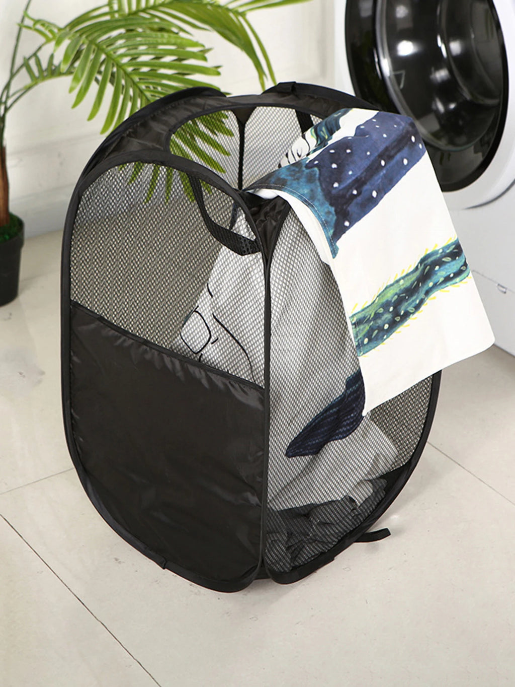 Large Foldable Mesh Laundry Basket | Portable Clothes Hamper