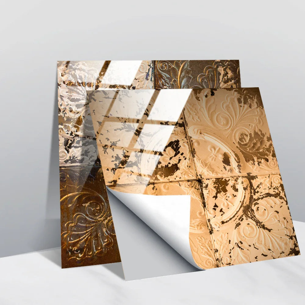 Crystal film covered retro metal pattern ceramic tile paste kitchen bedroom renovation wall paste wall stickers Oasis Select CRT032 10cm x 10cm-20pcs