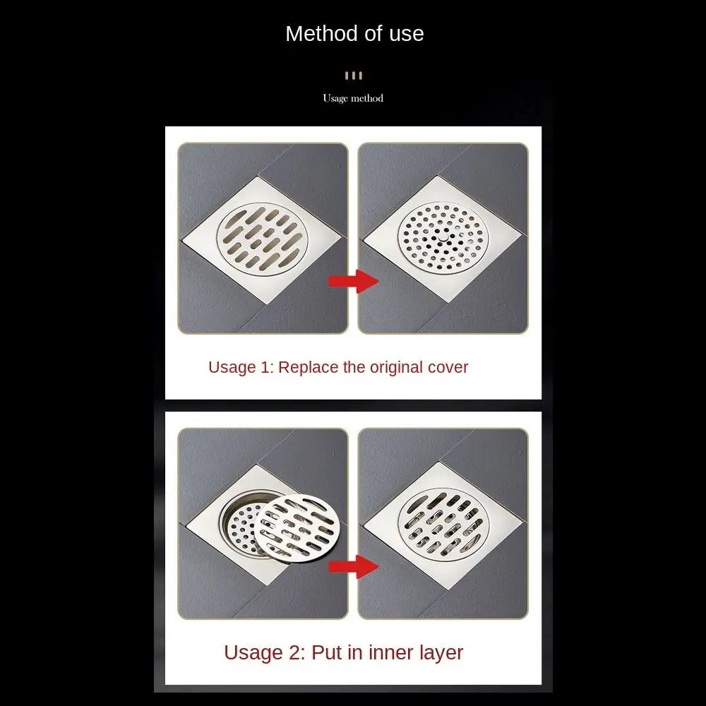 Durable Stainless Steel Floor Drain Net Cover Round Square Shape with Handle Hair Filter Drainage Grille Oasis Select