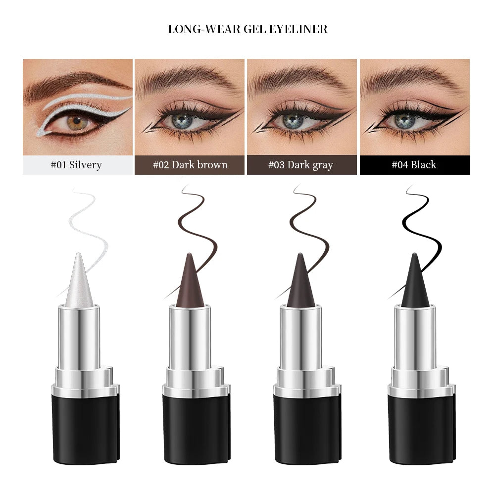 Eyeliner Creamy textureLong Lasting Waterproof Matte Black Silver Brown Eye Liner Pen Make Up For Women Cosmetic Oasis Select 4color1set