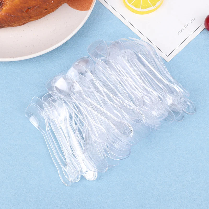 100Pcs Mini Plastic Spoons Flatware Spoons For Jelly Ice Cream Dessert Appetizer Plastic Spoon For Party Supplies Oasis Select Transparent