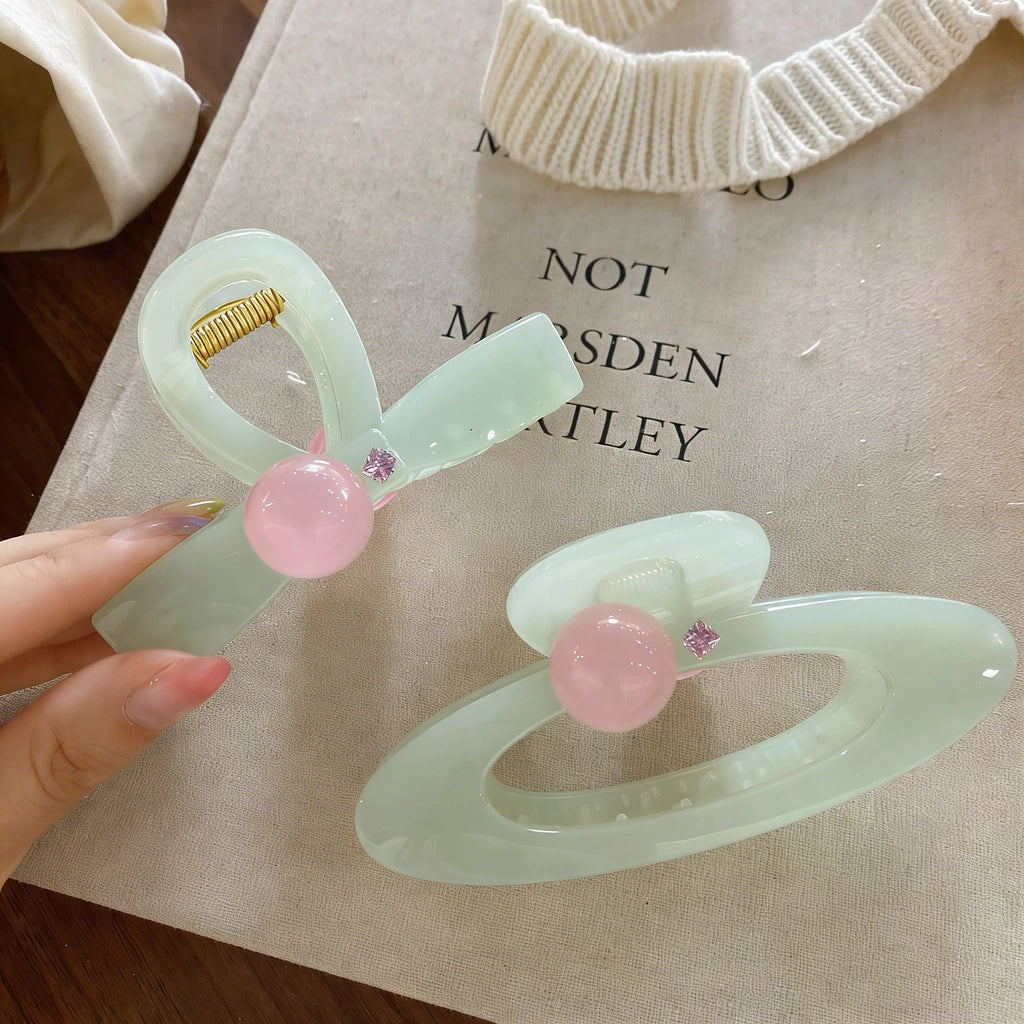 1/2Pcs Versatile Oval Hollow Out Hair Claw Pink Round Bead Planet Shape Sweet Hair Accessories For Girls 핑크 볼 헤어클로우） Oasis Select A3