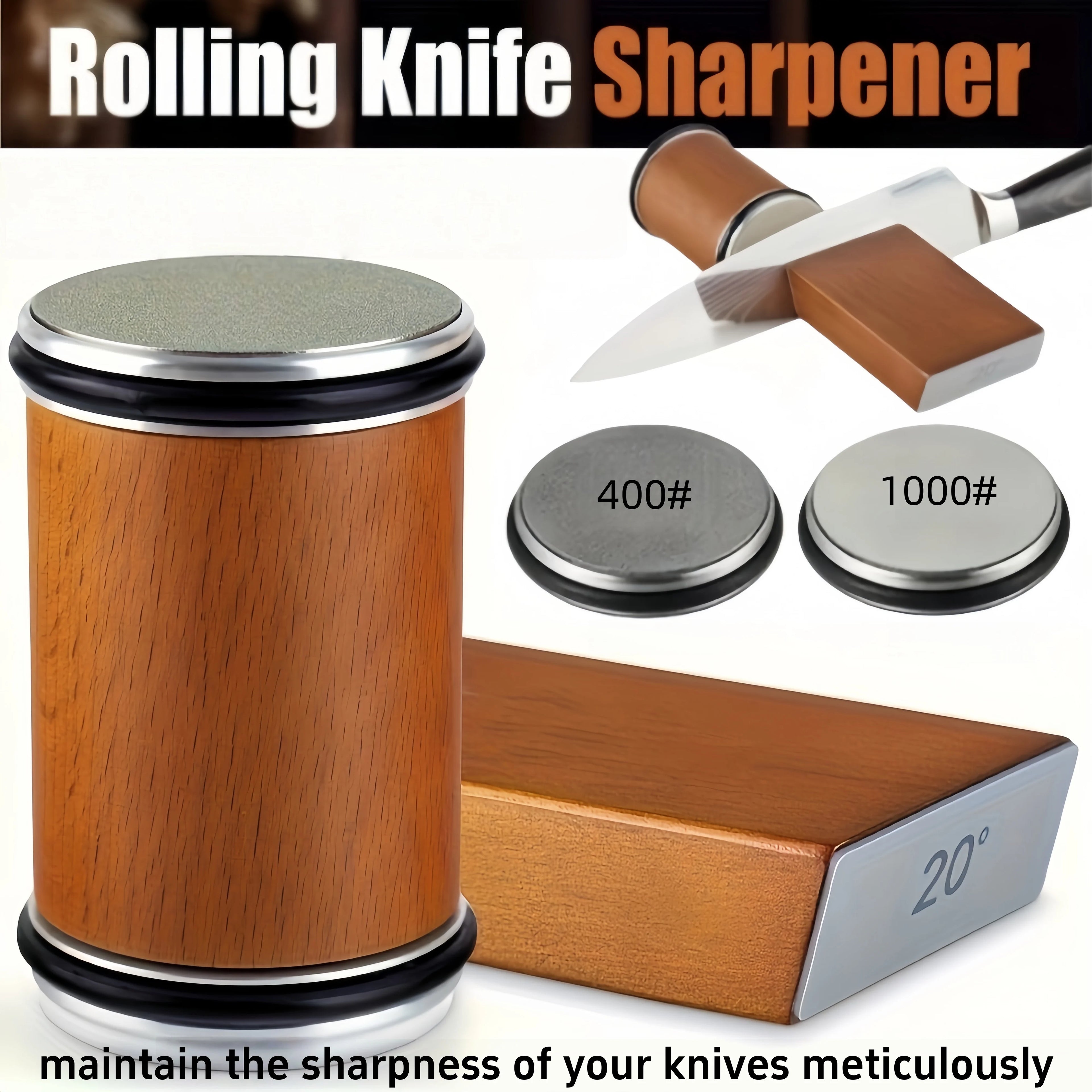 Professional Knife Sharpener, Magnetic Rolling Knife Sharpener with 15° and 20° Fixed Angles, Knife Sharpening Stone Set Oasis Select