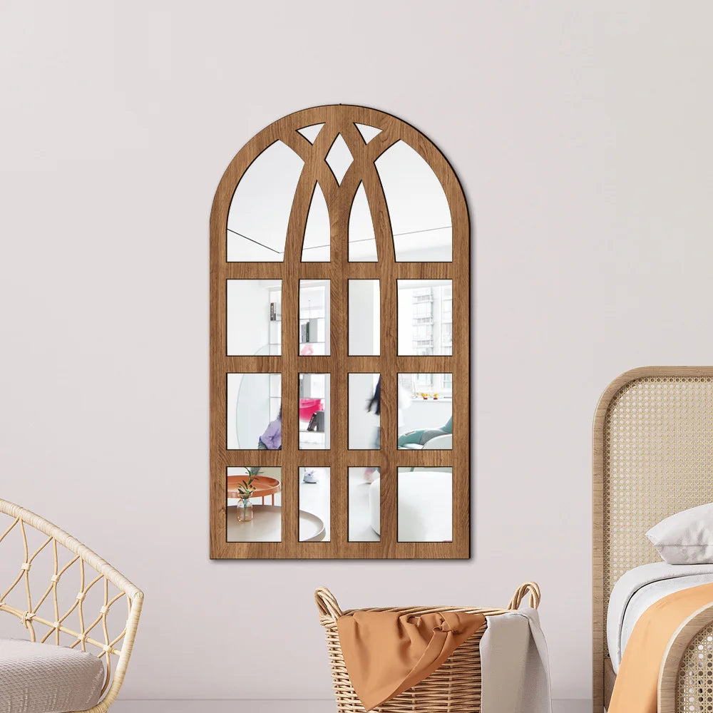 Wood and Acrylic Mirror Paste False Window Living Room Bedroom Study Decorative Wall Paste wall decor Oasis Select MZ423-B 82.6cm x 50.8cm