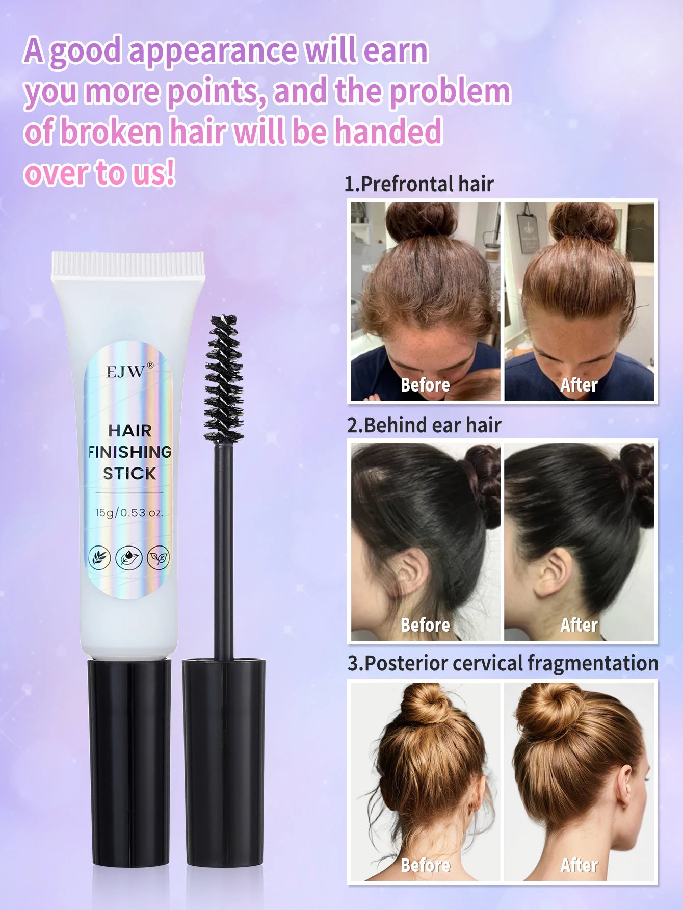 Hair Finishing Stick for Small Broken Hair Cream,Non-Greasy and Non-Sticky Hair Gel Stick,for Taming Flyaways, Hair Wax Stick Oasis Select