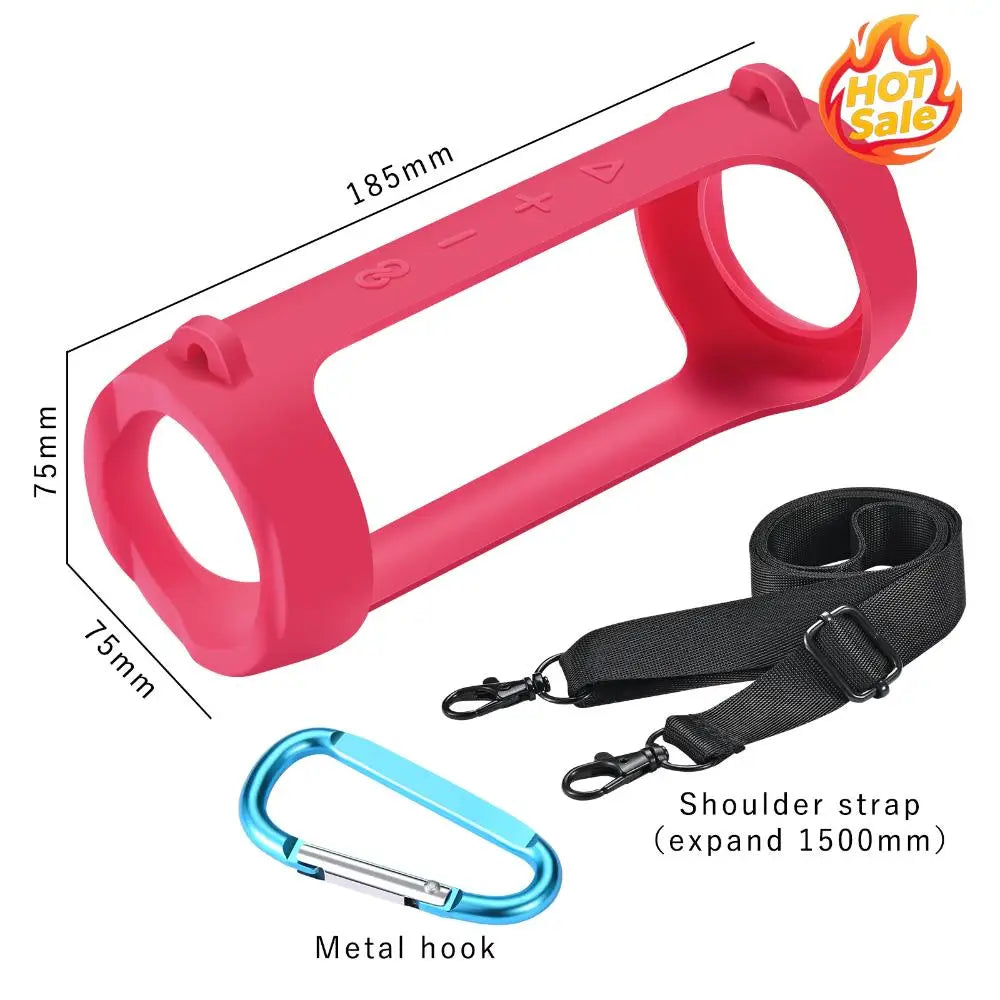 Silicone Protective Cover with Carabiner Waterproof Speaker Protective Case Adjustable Strap Portable for JBL Flip 6/Flip 5 Oasis Select