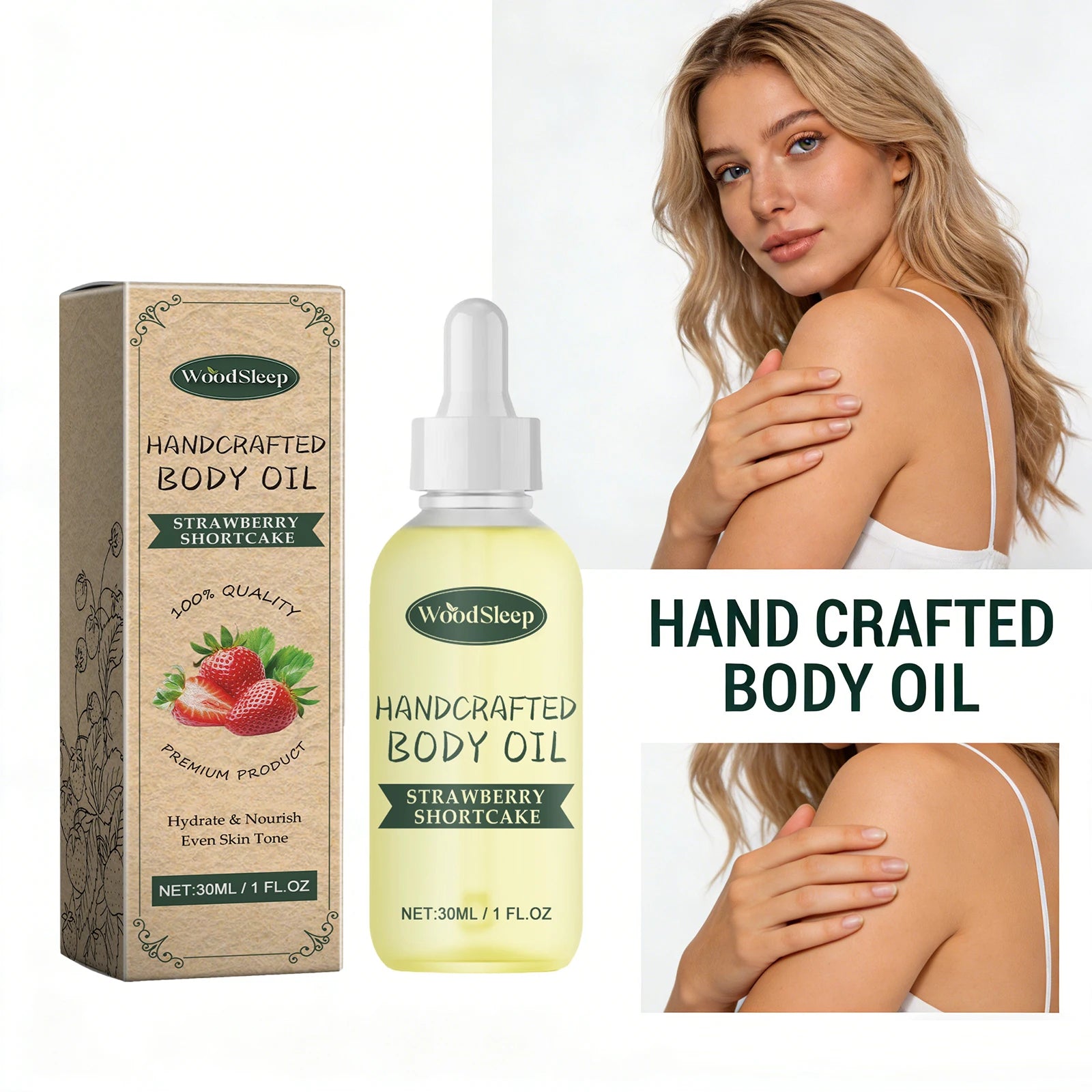 WOODSLEEP Strawberry Body Oil – Firm Skin & Even Skin Tone 30ml Body Firming Oil Oasis Select
