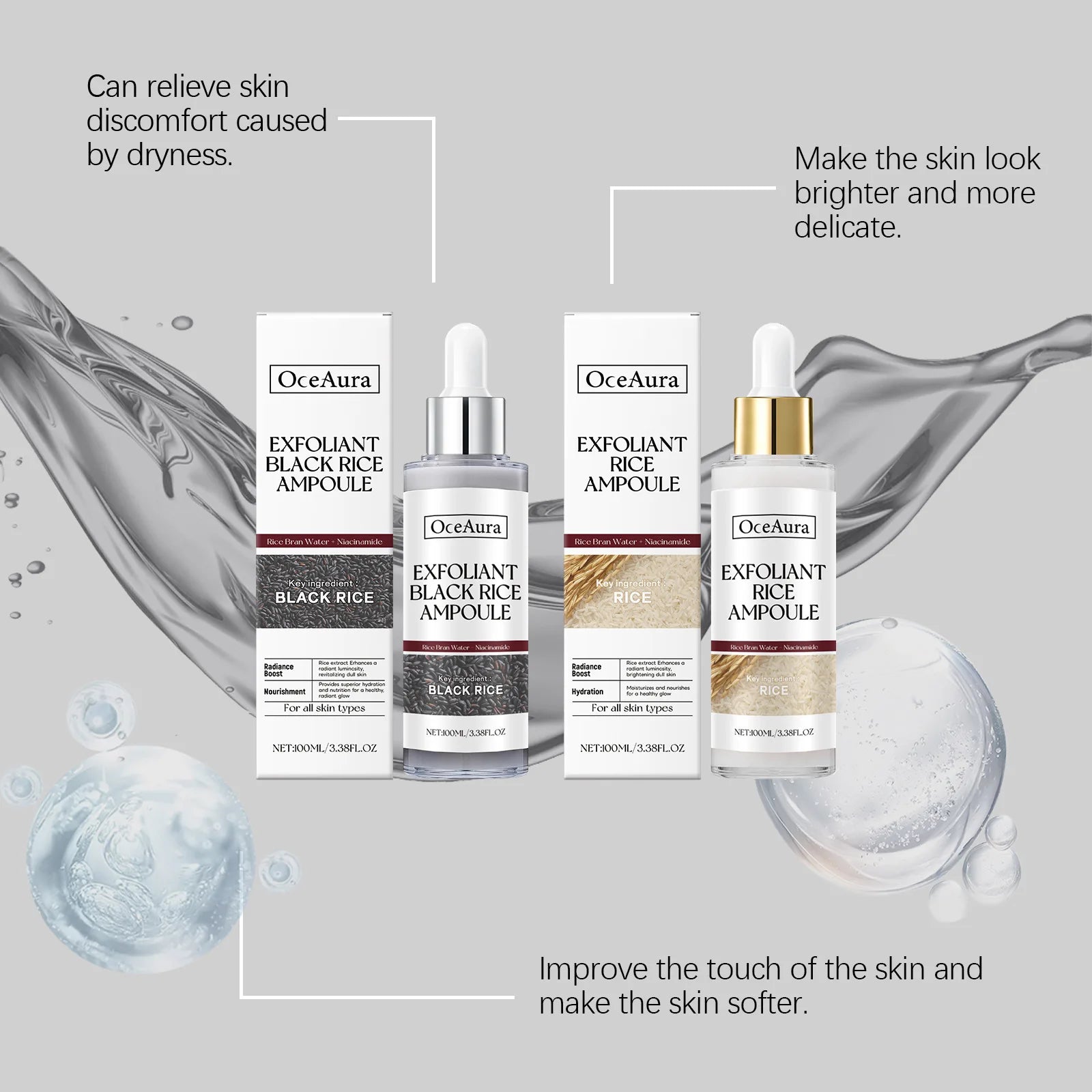 OceAura Black Rice Exfoliating Serum – Pore Cleanser & Brightener Exfoliating Face Serum Oasis Select