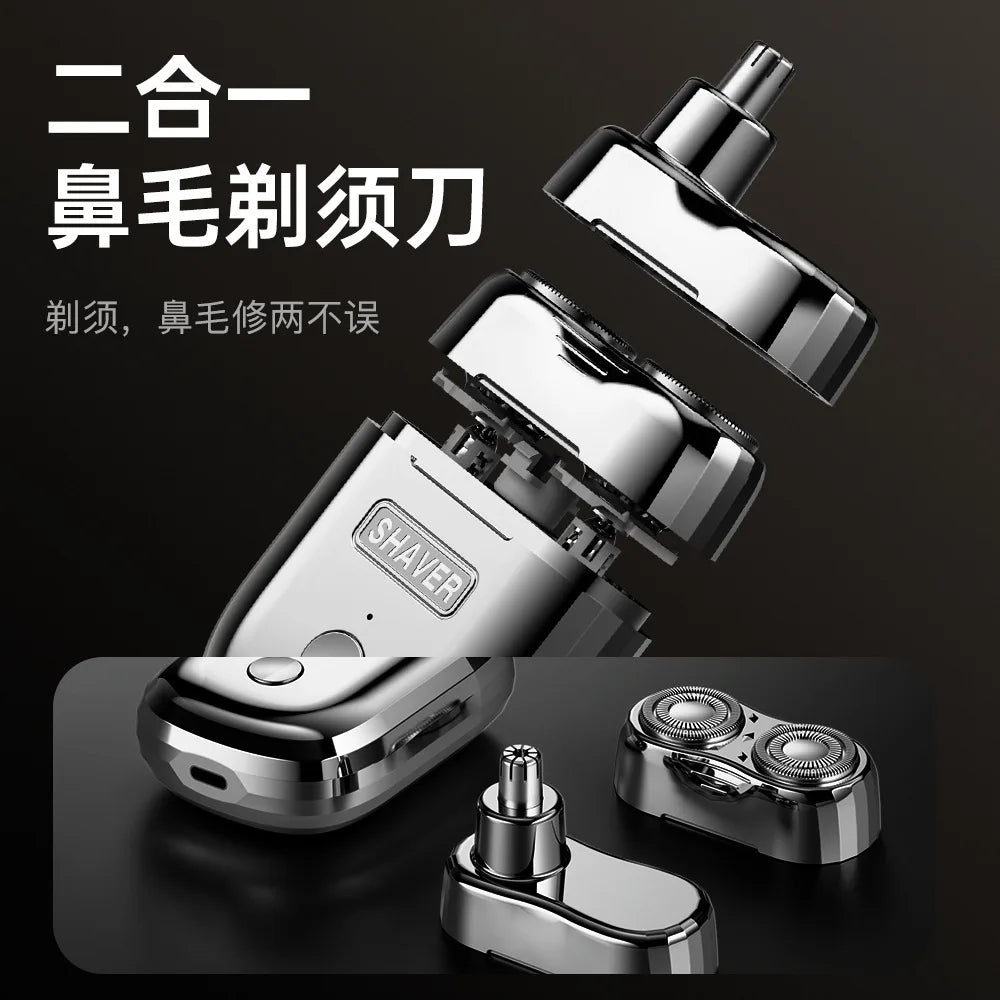 2-in-1 Magnetic Electric Nose Hair Trimmer & Dual-Blade Shaver