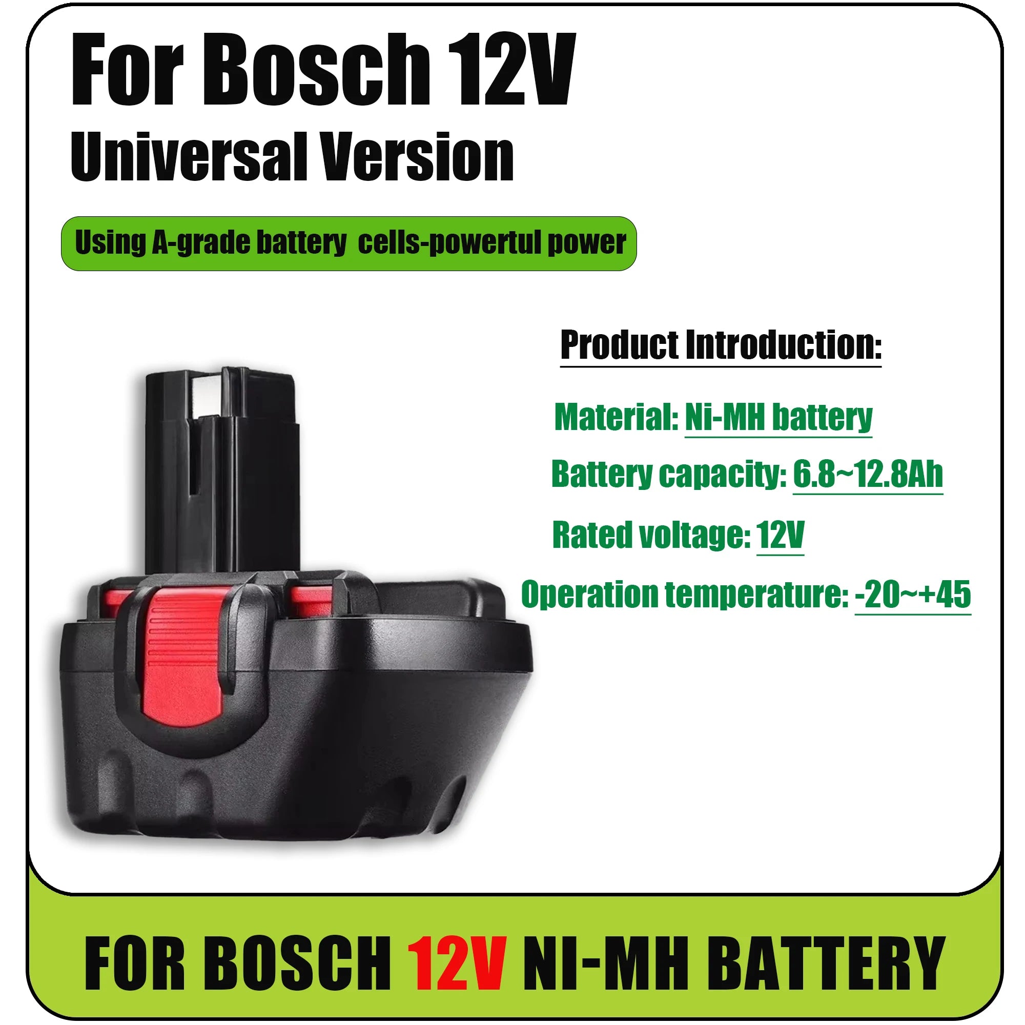 ⚡For BOSCH 12V NiMH Battery Power⚡ Tool Battery for BAT043 BAT045 BAT120 GSR 12 VE-2 2607335709 2607335557 Oasis Select