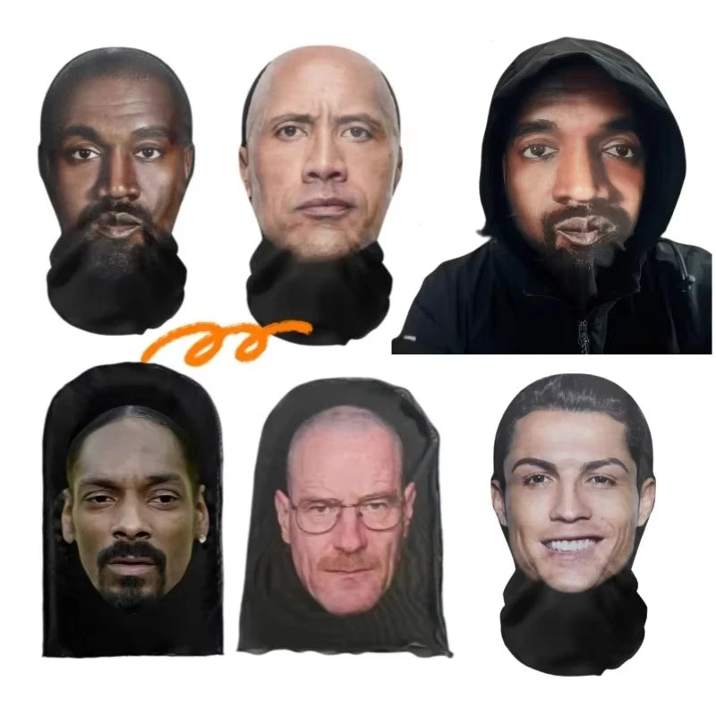 New 3D Printed Funny Mask Elastic Mesh Disguise Full Face Mask for Men Women Cosplay Headwear Hip Hop Fashion Hood Hat Headgear Oasis Select