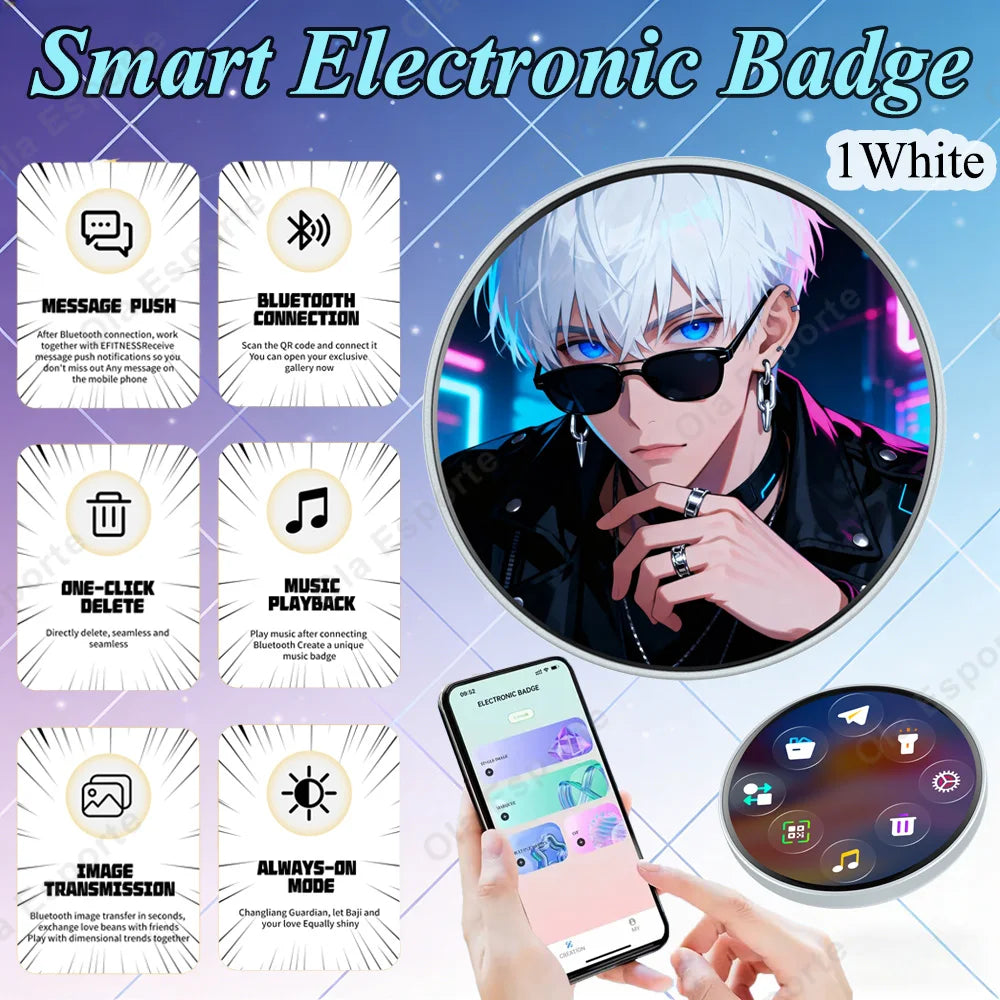 Anime Electronic Badge – Smart Screen Brooch for Fans & Events