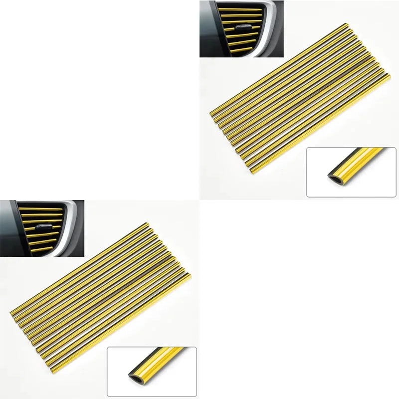 10/20pcs Car Air Conditioner Outlet Decorative U Shape Moulding Trim Decor Strips Car Styling Car Door Edge Corner Protector Oasis Select 20pcs Golden